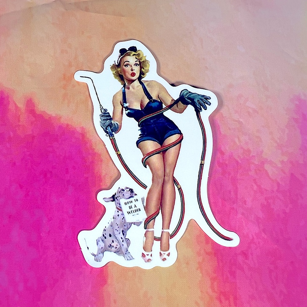WELDING Sexy Pinup Gorgeous Sticker Retro Vintage BomberGirl Welder Trainee